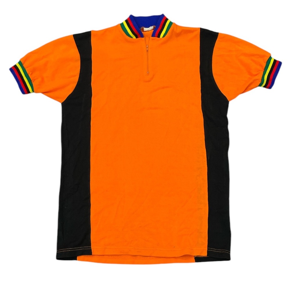 Vintage Au Tour De France Jersey Knit Orange Cycling Biking Size Medium